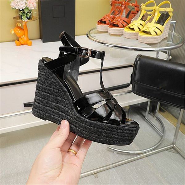 

fashion women's sandals 2023 yslity luxury brand letter logo summer women's high heels men's casual student flats 03-029, Black