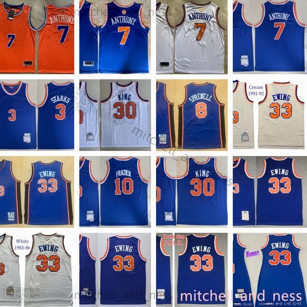 

mitchell and ness patrick 33 ewing jersey retro stitched basketball jerseys bernard 30 king carmelo 7 anthony john 3 starks latrell 8 sprewe, Black;red