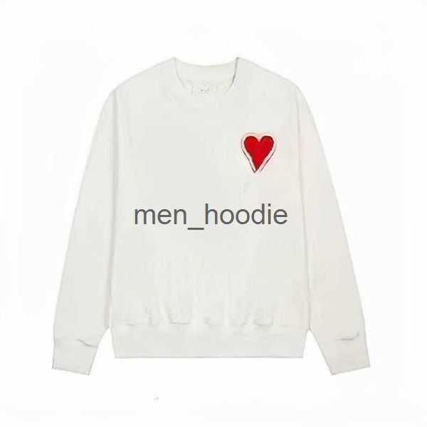 

hoodie male and female designers amis paris hooded highs quality sweater embroidered red love 2023ss spring round neck jumper couple sweatsh, Black