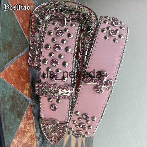 

other fashion accessories punk western rhinestone belts women luxury ceinture femme ceinture homme crystal studded pin buckle men y2k belt c, Silver