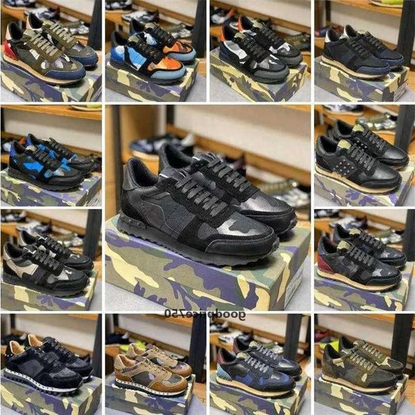 

casual valentinolies mesh womens studded suede quality camouflage flats sneaker camo mens leather rivet shoes traine ck7d, Black