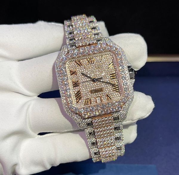 

luxury mens watch movement watches for men iced out watch moissanite watch wristwatch mechanical automatic designer watches diamond watch mo, Slivery;brown