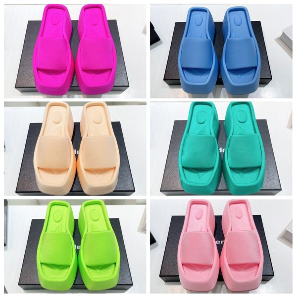 

slippers designer taji sandal solid color slippers fashion women slippers wedge heels slipper thick soled square slippers outdoor indoor sli, Black
