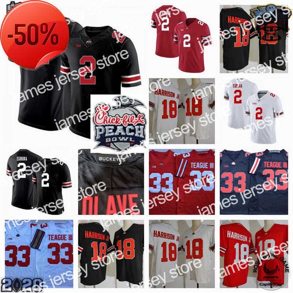 

american college football wear mens marvin harrison jr. stitched college football jerseys stitched red white #33 jack sawyer #2 emeka egbuka, Black;red
