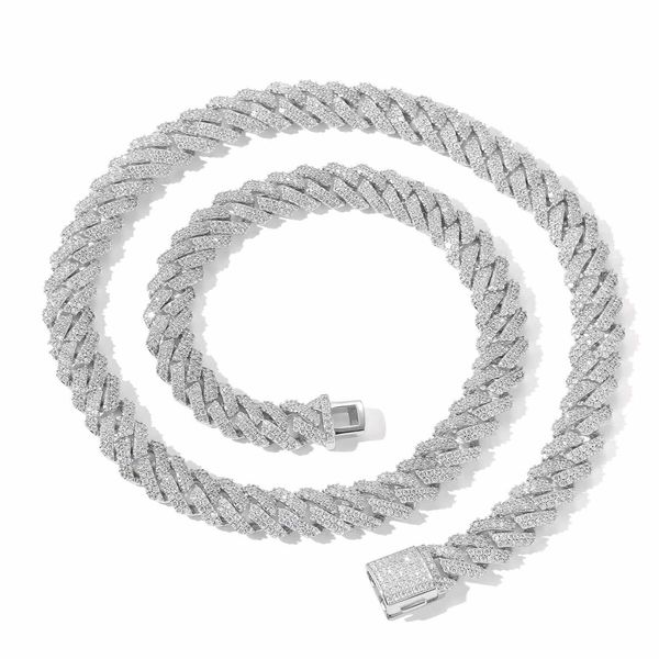 

custom pass diamond tester hip hop jewelry 925 sterling silver 10mm iced out vvs cuban link moissanite chain for men