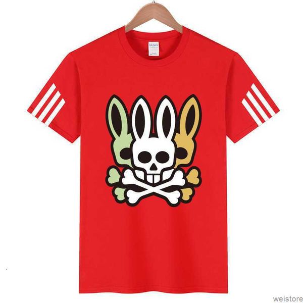 

psycho bunny t-shirts mens designer summer casual t shirt polos slim skull rabbit printed round neck tees short sleeve fit breathable gs3z, White;black