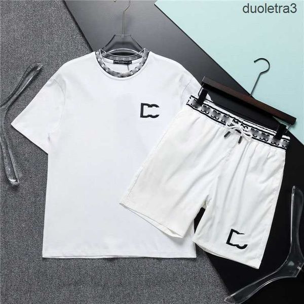 

summer tracksuits brand printing men's short sleeve suit fitness fashion leisure sports super cool black t-shirt shorts 2-piece set #00, Gray