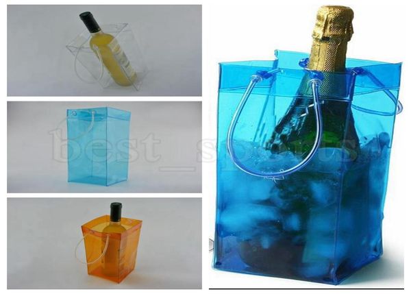 

durable transparent pvc champagne wine ice bag 111125cm pouch cooler bag with handle portable clear storage outdoor cooling bags9940400