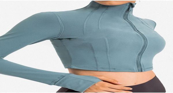

-079 women's yoga jacket zipper closure stand collar elastic athletica slim fitness gym clothes outfit windproof warm leisure running39