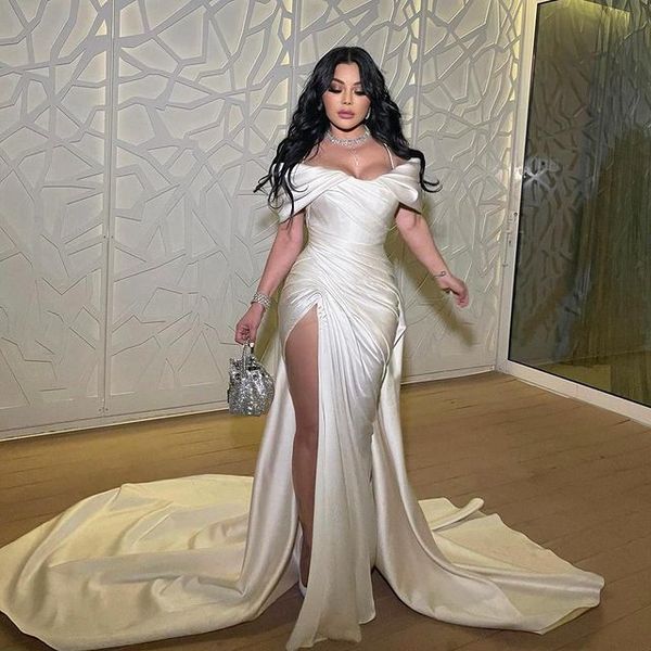 

2023 aso ebi ivory mermaid prom dress halter satin evening formal party second reception birthday bridesmaid engagement gowns dresses robe d, Black
