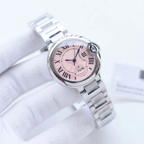 

women's diamond watch swiss movement pink dial fish eye bubble sapphire mirror to show women elegant steel to create perfect details of, Slivery;brown