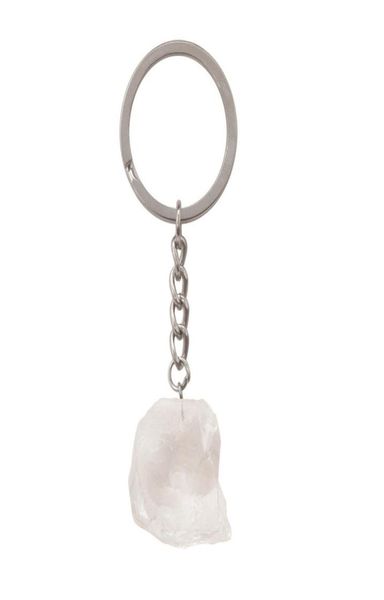 

keychain healing irregular raw gemstone keychains natural mixed quartz rough crystals stone crystal keyrings5870640, Silver