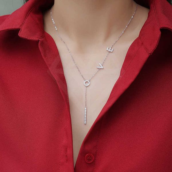

fashion jewelry s925 sterling silver moissanite diamond jewelry pendant meteor love letters gift necklace for women