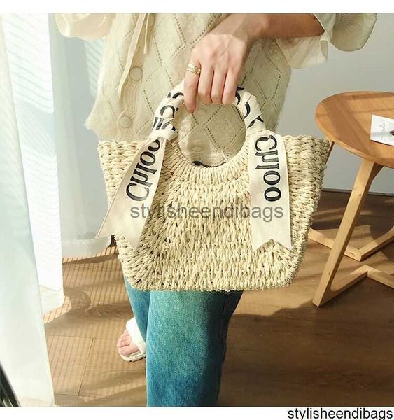 

designer bags straw bag seaside holiday bag female 2023 new fashion letter printing large capacity basket hand woven beach bag stylisheendib