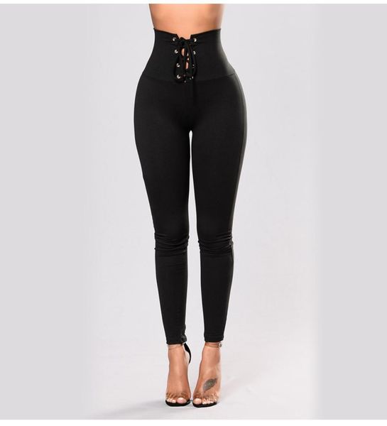 

women lace up tights yoga pants drawstring leggings tummy control 4 way stretch solid color black spandex zumba fitness pant8839070
