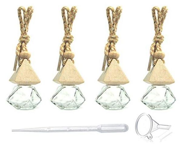 

per bottle 6ml15 fl oz refillable car essential oil diffuser empty air freshener pendant aromatherapy vialsclear glass with woode6565565