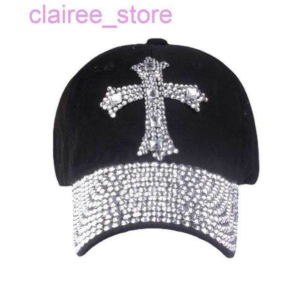 

ball caps leisure cross printed baseball cap fashion rhinestone adjustable outdoor sports cap for women men cotton sun hat hip-pop decor j23, Blue;gray