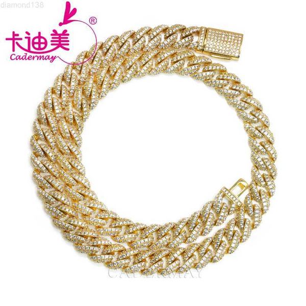 

moissanite hip hop jewelry 10mm gold plated ice out miami cuban chain style gold plated chain iced out rope chains, Silver