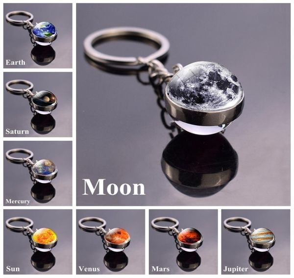 

solar system planet keyring galaxy nebula space keychain moon earth sun mars art picture double side glass ball key chain2265818, Silver