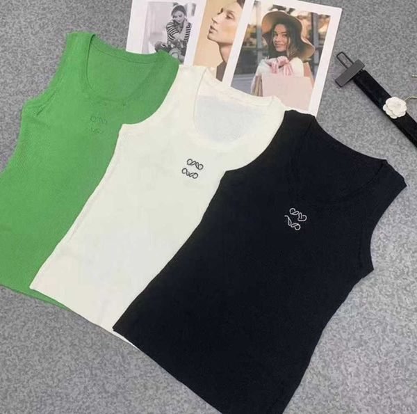 

women's t-shirt tank anagram loewee crop tank designer t shirts women knits tee knitted sport lowewe woman vest yoga tees green size l, White