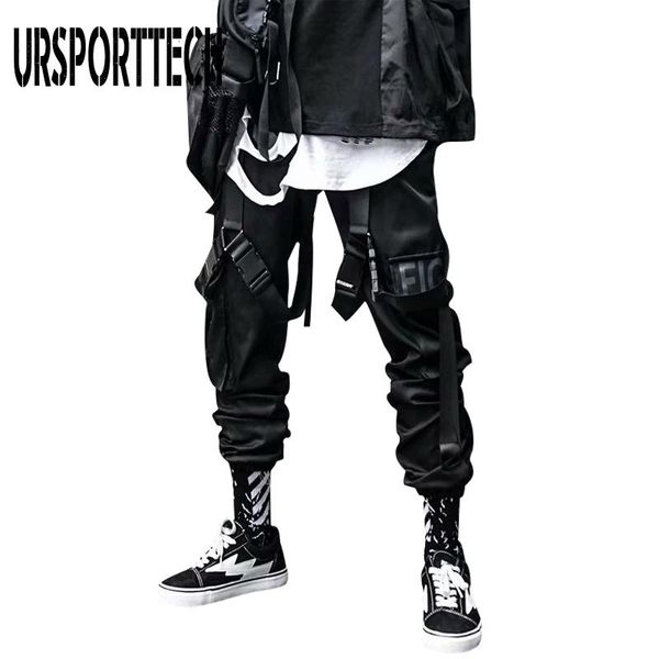 

pants new streetwear men's multi pockets harem cargo pants hip hop casual male track pants joggers trousers fashion harajuku men pants, Black