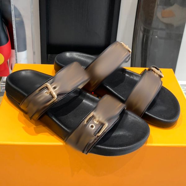 

2023 fashion luxury slippers slide brand designers women ladies platform sandals materials fashionable lovely sunny beach woman shoes slippe, Black