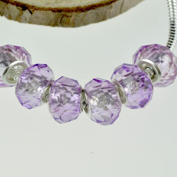 

crystal 100pcs/lot 9x14mm crystal violet faceted glass beads european loose beads large hole spacer beads charm for bracelet diy