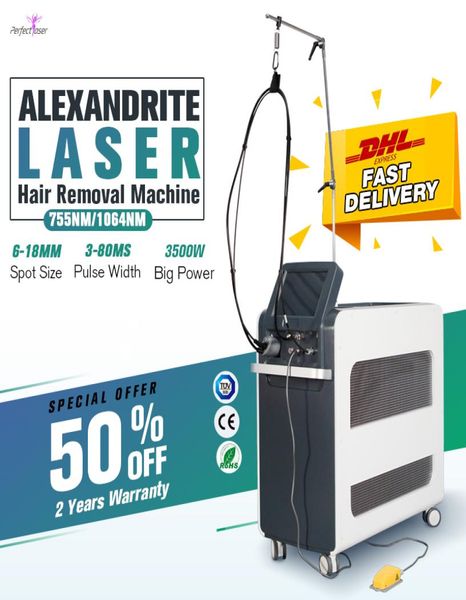

755nm alexandrite 1064nm nd yag laser permanent hair removal machine professional 618mm with cold air cooling save treatment time4019446, Black