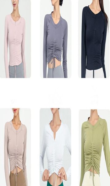 

al yoga autumn winter half zipper skinny sports long sleeve outdoor slim pilates yoga drawstring tshirt9250654