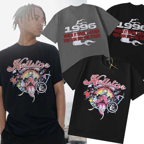 

hellstar studios trendy hip-hop short sleeves man women t shirts cotton men vintage t-shirts summer loose tee rock nmd5 im8e uwfu, White;black