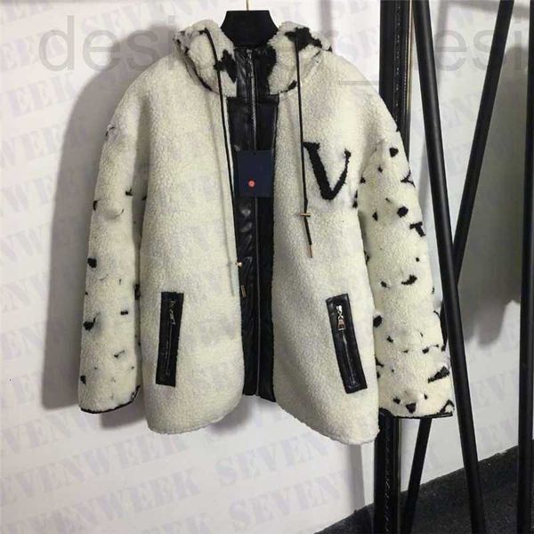 

women's jackets designer lamb wool hooded coats for women winter warm long sleeve outerwear fashion brand lady jacket io62, Black;brown