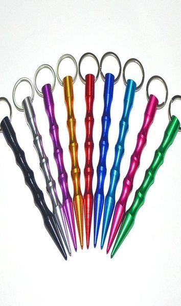 

aliuminum self defense safety women spike stick keychain key chain metal whole color shipped by random 9181365, Silver