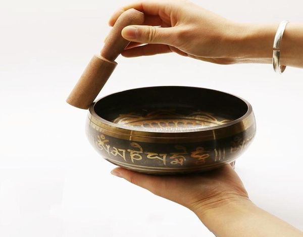 

wholeexquisite tibetan bell metal singing bowl with striker for buddhism buddhist meditation healing relaxation9820668