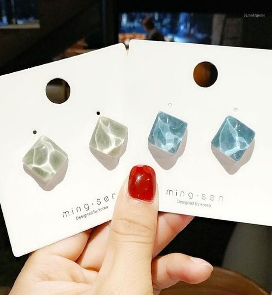

stud square resin women earrings korean cute candy color chic earing fashion jewelry girls accesorios pendientes mujer moda 202113034612, Golden;silver