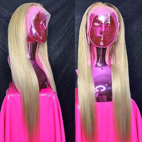 

13x6 hd transparent 613 blonde lace frontal human hair wigs 200% density brazilian bone straight 13x4 lace front human hair wigs, Black;brown