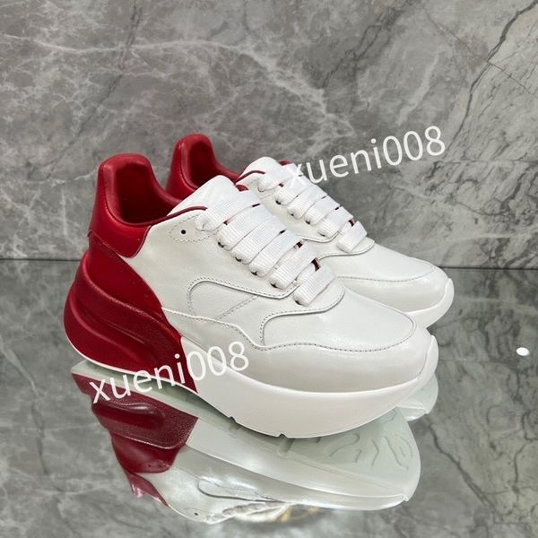 

new womens mens fashion quality casual shoes heel leather lace-up sneaker running trainers letters flat printed sneakers2023, Red;white