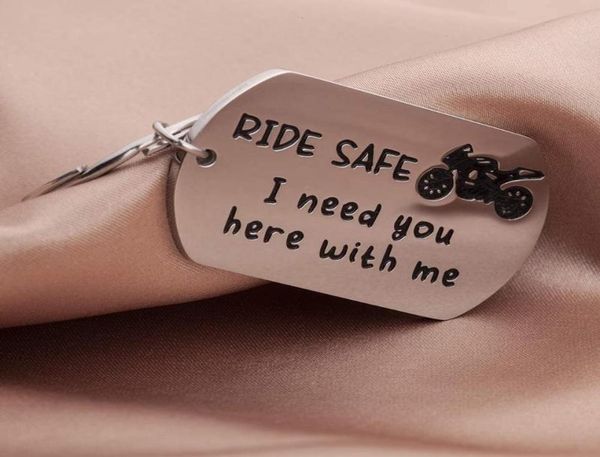 

keychains fathers day ride safe keychain biker motorcycle keyring gift for him boyfriend husband dad couples gifts driver6297684, Silver