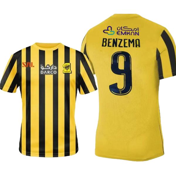 

2023 benzema soccer jerseys al ittihad fc club football jersey 22 23 hamdallah romarinho camara wine costa coronado hegazy football, White;black