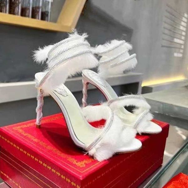 

rene caovilla new women's sandals crystal black bling entangled rhinestone high heels summer shoes for women stlettos 9.5cm 35--42size