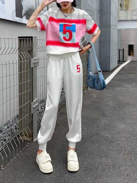 

two piece dress designer chan home 2023 new summer women's sets ootd designer fashion trousers womens grade leisure sports suit birthda, White