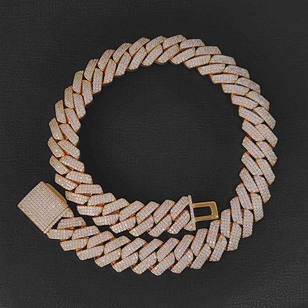 

pass diamond tester hip hop jewelry moissanite cuban necklace gra 925 silver 18mm d color moissanite diamond cuban link chain