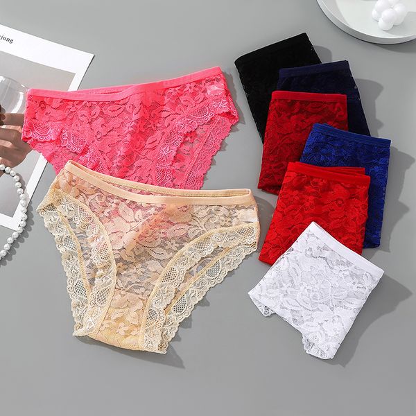 

lace panties underwear soft comfortable lingerie underpants breathable cotton crotch elastic briefs sn5813, Black;pink