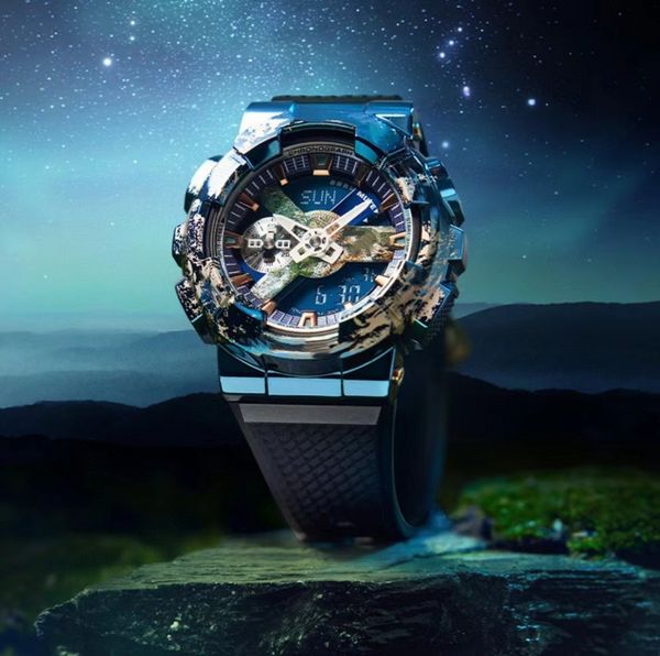 

2023 g display male running military watch watch led quartz sports watch male relogio masculinity shock big cell 110, Slivery;golden