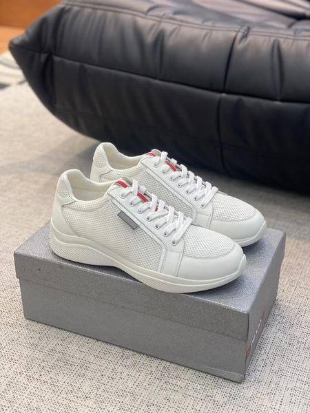 

perfect 2023 new americas cup sneakers shoes matte leather and nylon sports luxury mens skateboard runner casual outdoor walking sports size, Black