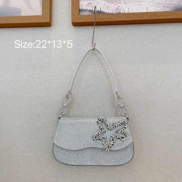 

women's 2023 new korean net red contrast color small fresh diamond water diamond flower handbag one shoulder underarm bag 230613