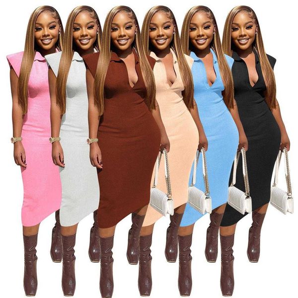 

womens ponte de roma casual dresses sleeveless polo spring lapel neck collar dress, Black;gray