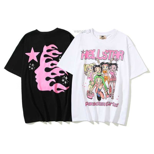 

2023 hellstar studios trendy hip-hop short sleeves man women t shirts cotton men vintage t-shirts summer loose tee rock mqt3 ey1e 3m5c, White;black