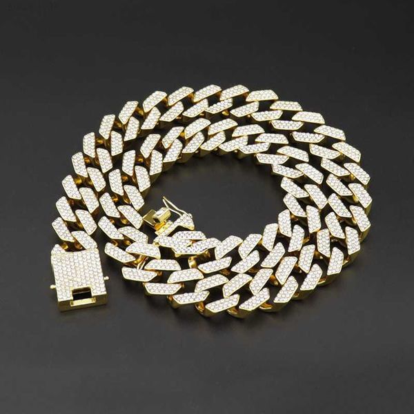 

iced out 19mm mens miami cuban link bracelets hip hop lad diamond bling prong cuban chain iced out necklaces, Silver