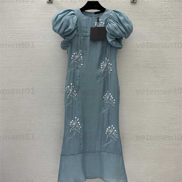 

summer elegant dresses designers clothing sequins embroidery decoration slim and thin package hip fishtail dress bubble sleeve designer dres, Black;gray