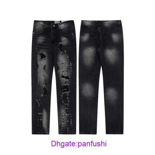 

factory outlet wholesale designer shorts for sale broken hip hop denim los angeles street trendy g allery d ept design straight leg pants fo, Blue